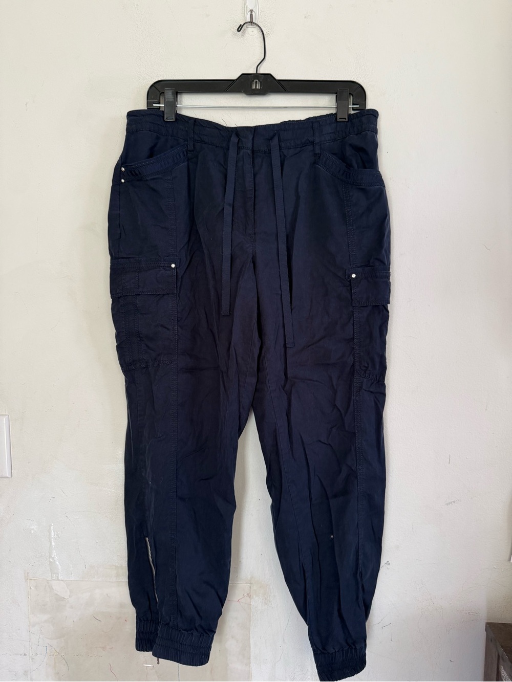 White House Black Market Womens Navy Blue Cargo Pocket Jogger Pull Up Pants, 12